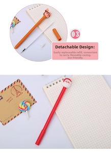 Detail of Christmas gel pen with detachable design and replaceable ink refills
