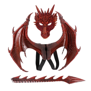 Dragon Wings Tail Mask Set PU Foam Realistic Scale Texture Halloween Cosplay Party Prop For Kids Fantasy Costume Accessories
