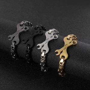 Bracelets clé industrielle pour hommes en noir, doré, argent et gris anthracite poli