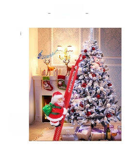 Electric Santa Claus climbing red ladder with music for festive home window decoration