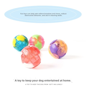 Close-up of textured rubber pet toy balls for dental cleaning and interactive training
