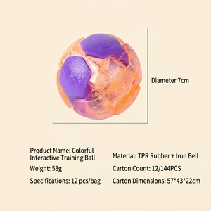 7cm colorful TPR rubber pet training ball with built-in bell for interactive dog play