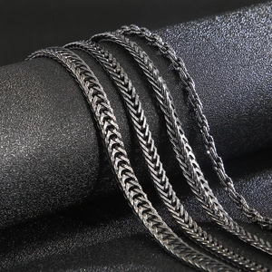 Braided stainless steel wheat chain necklaces for men in various thickness specifications