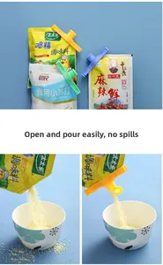 Three-color food bag sealing clips with pouring nozzles for spices and snack preservation