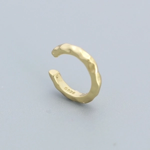 925 sterling silver hammered gold ear cuff for non-pierced ears with S925 engraving