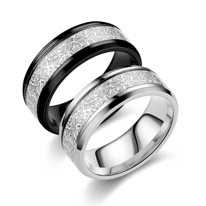 Titanium steel rings with frost texture in black and silver for men and women