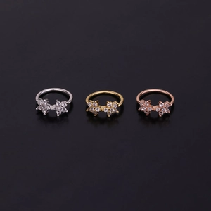 Micro-inlaid zircon cartilage earrings in silver, gold, and rose gold floral trio sets