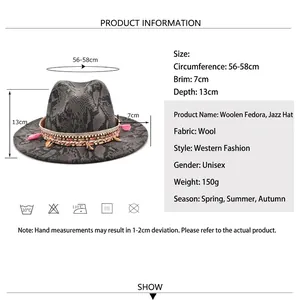 Chapeau fedora en feutre de laine avec bord de 7cm pour hommes et femmes en hiver