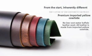 Detailed texture of assorted crazy horse cowhide leather rolls in vibrant vintage colors