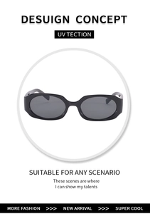 Close-up of retro black polygon sunglasses with UV protection and polished finish