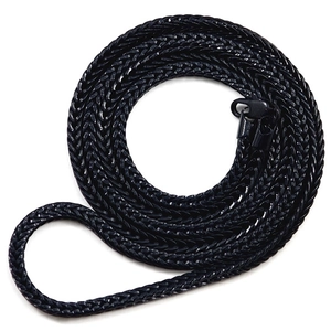 High-quality black 90cm hip-hop snake chain with woven texture and secure buckle