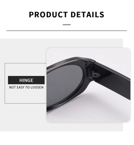 Detail of durable reinforced metal hinges on black narrow frame polygon sunglasses
