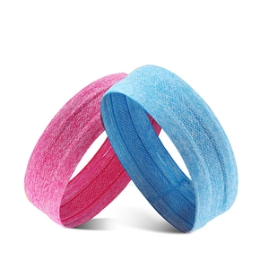 Elastic sweat-wicking sports headbands in pink and blue for running and yoga