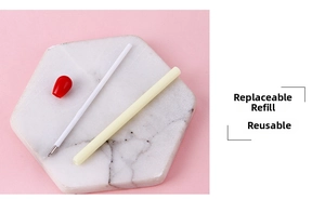 Detailed view of creative matchstick pen parts with refillable ink core and red cap