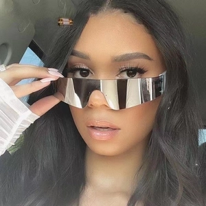 Futuristic Y2K Sports Sunglasses Frameless Oversized Wrap Around Shield UV400 Protection PC Lens Unisex