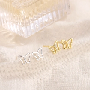 Butterfly Stud Earrings Hollow Design Minimalist Elegant Jewelry With 925 Sterling Silver Earring Post For Women