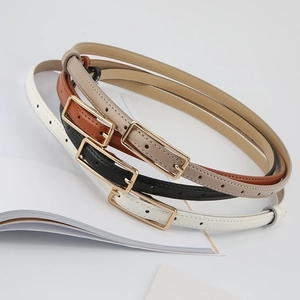 Women Skinny Waist Belt Faux Leather PU Retro Minimalist Thin Dress Jeans Versatile Fashion Simple Alloy Buckle