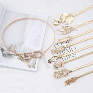 Women Slim Metal Spring Elastic Belt Korean Fashion Versatile Zinc Alloy Buckle Waist Chain For Dresses