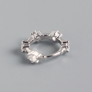 Minimalist S925 sterling silver hoop earrings with five sparkling cubic zirconia stones