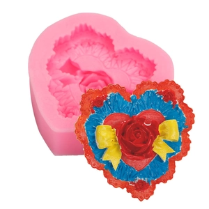 Molde de silicona rosa corazón 3D para joyas de resina y decoraciones artesanales DIY