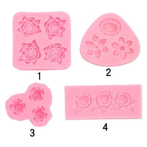 Flower Silicone Mold Rose Floral Shapes For Cake Decorating Fondant Chocolate Jewelry Resin DIY Craft Pink Flexible