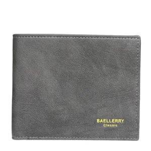 Klassische Herren-Bifold-Brieftasche aus dunkelgrauem Mattleder mit Goldlogo-Detail