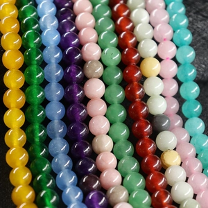 Cuentas redondas de calcedonia natural pulida en varios colores vivos para joyería DIY