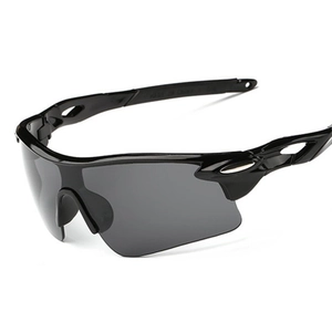 Matte black semi-rimless athletic sunglasses with dark grey lenses for outdoor cycling