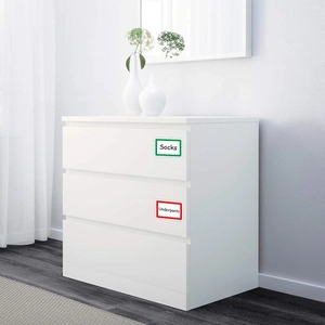 Self-adhesive cartoon name tags for drawer organization with colored borders