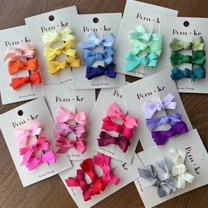 Grosgrain Ribbon Bow Hair Clips Gradient Rainbow Sweet Korean Style Duckbill Barrette For Kids Girls Hair Accessories