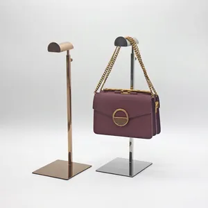 Adjustable Height Handbag Display Stand Stainless Steel Metal Bag Rack Holder For Retail Store Closet Organization