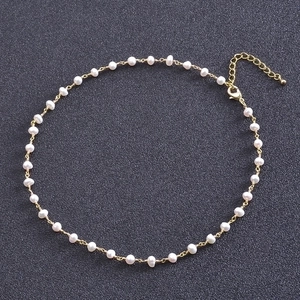 Handmade Freshwater Pearl Necklace With Plated Alloy Chain Elegant Vintage Jewelry For Women Gift