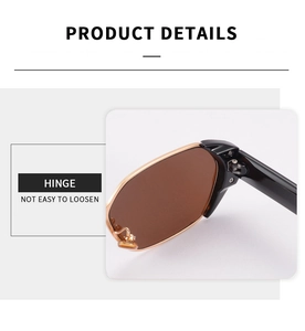 Macro detail of sunglasses with durable metal hinge and sleek black wide temples