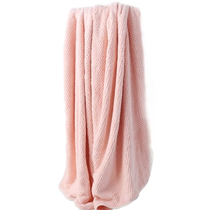 Pink waffle texture coral fleece bath towel with high absorbency and soft touch fabric
