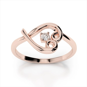 Elegante anello a cuore in oro rosa con uno splendido zircone rotondo centrale lucido