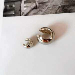 Minimalist Sphere Ball Ear Cuffs Copper Metal Non Piercing C Shaped Polished Punk Chic Retro Earrings For Women