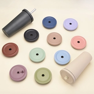 Replacement Cup Lids With Straw Hole 304 Stainless Steel PP Plastic Leakproof Matte For Bubble Tea Tumblers