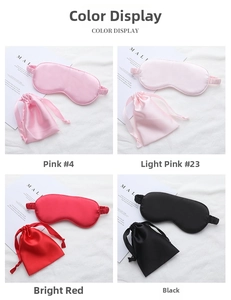Silk satin eye mask and drawstring pouch set in pink, light pink, red, and black colors