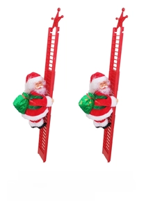 Detail of climbing Santa on ladder showing random backpack styles in different batches