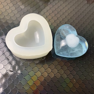3D heart shaped silicone mold and blue resin heart craft for DIY crystal projects
