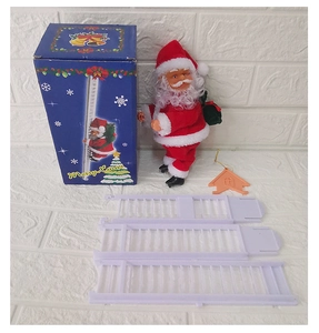 Detailed components of climbing Santa Claus electric toy with white ladder and gift box
