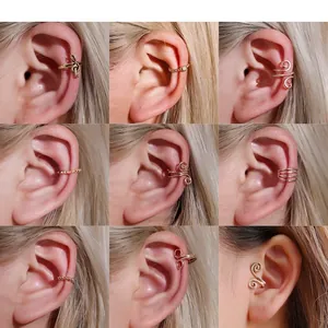 Minimalistische Geometrische Kupfer Ohrklemmen Für Damen Ohne Loch Clip-Ohrringe Mode Ohrknochen Clip Schmuck Gold Silber Schwarz