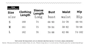 Size information chart for solid color sexy slim bodysuit showing length and bust details