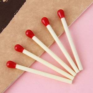 Set of 5 creative matchstick-shaped ballpoint pens in red and cream for students