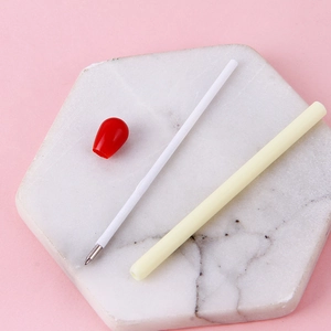 Creative matchstick ballpoint pen DIY kit with red silicone cap and yellow casing