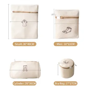Lot de sacs à linge en maille avec fermeture éclair dorée et divers formats