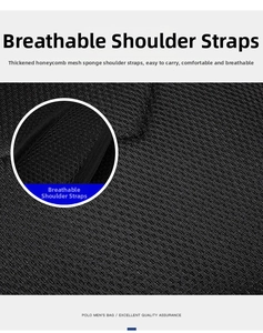 Detail of thickened honeycomb mesh shoulder straps for breathable and comfortable carrying