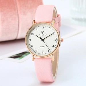 Women Quartz Watch Clover Bracelet Round Alloy Case Faux Leather Strap Arabic Numerals Vintage Minimalist Analog Wristwatch