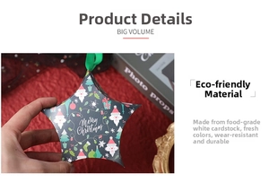 Star-shaped Christmas candy gift box made of food-grade paper with a green ribbon bow
