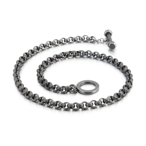 Collana a catena in acciaio al titanio vintage con chiusura a bilanciere stile punk